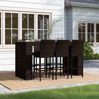 Outsunny 5 piece outdoor patio rattan bar discount set